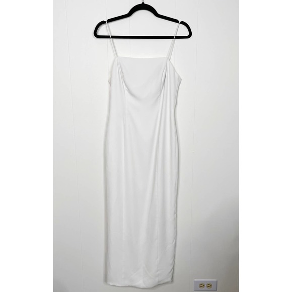 Fame and Partners Midi Slip Dress White US 6 Square Neck Bridal Bachelorette - Picture 1 of 14